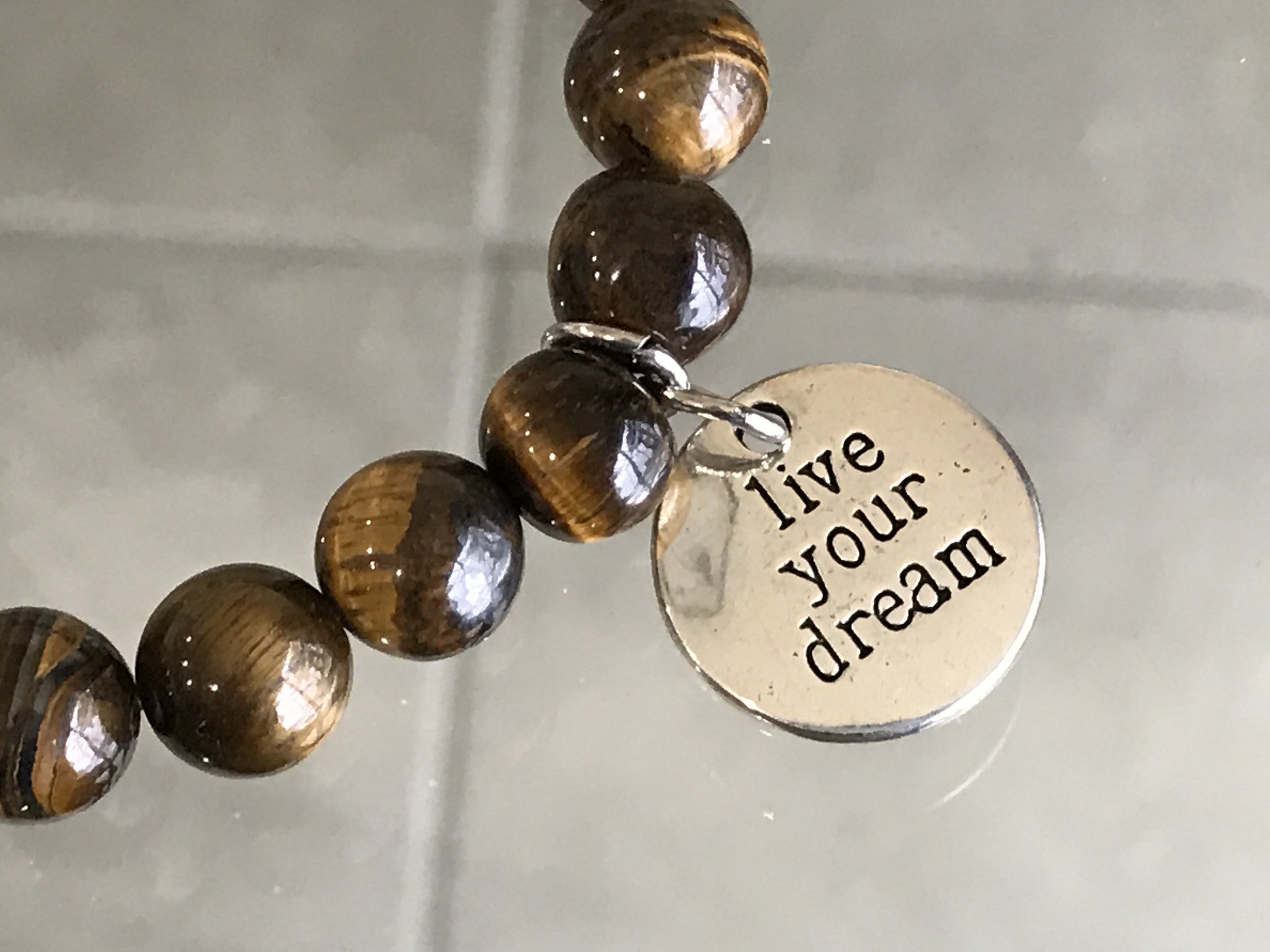 Tiger Eye, Evil Eye with Live your Dream charm