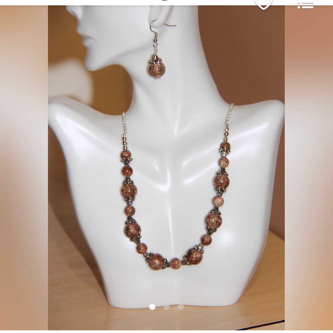 Crackle glass beads necklace set