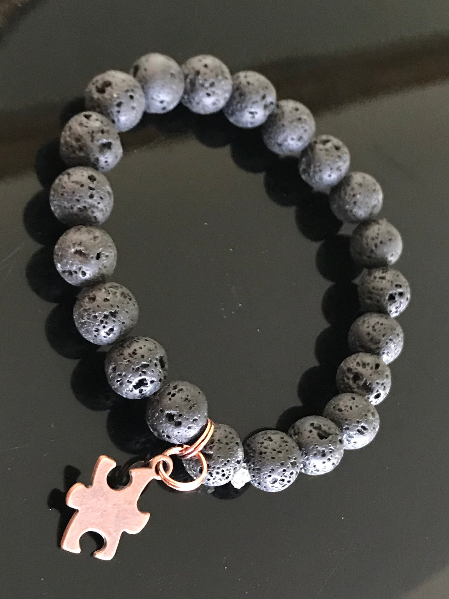 Men’s lava rock autism awareness bracelet